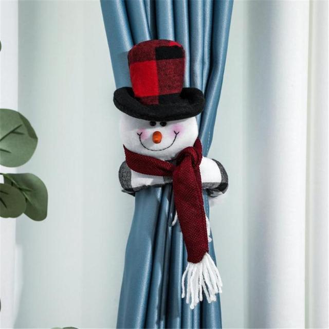 Christmas Curtain Holder Merry Christmas Decorations For Home Ornaments New Year Santa Claus Xmas Curtain Home Decor Santa Snowman Reindeer Merry Christmas Window Decoration Curtain Holdbacks Ties Christmas Tree Ornaments Decoration Ideas For Living Room