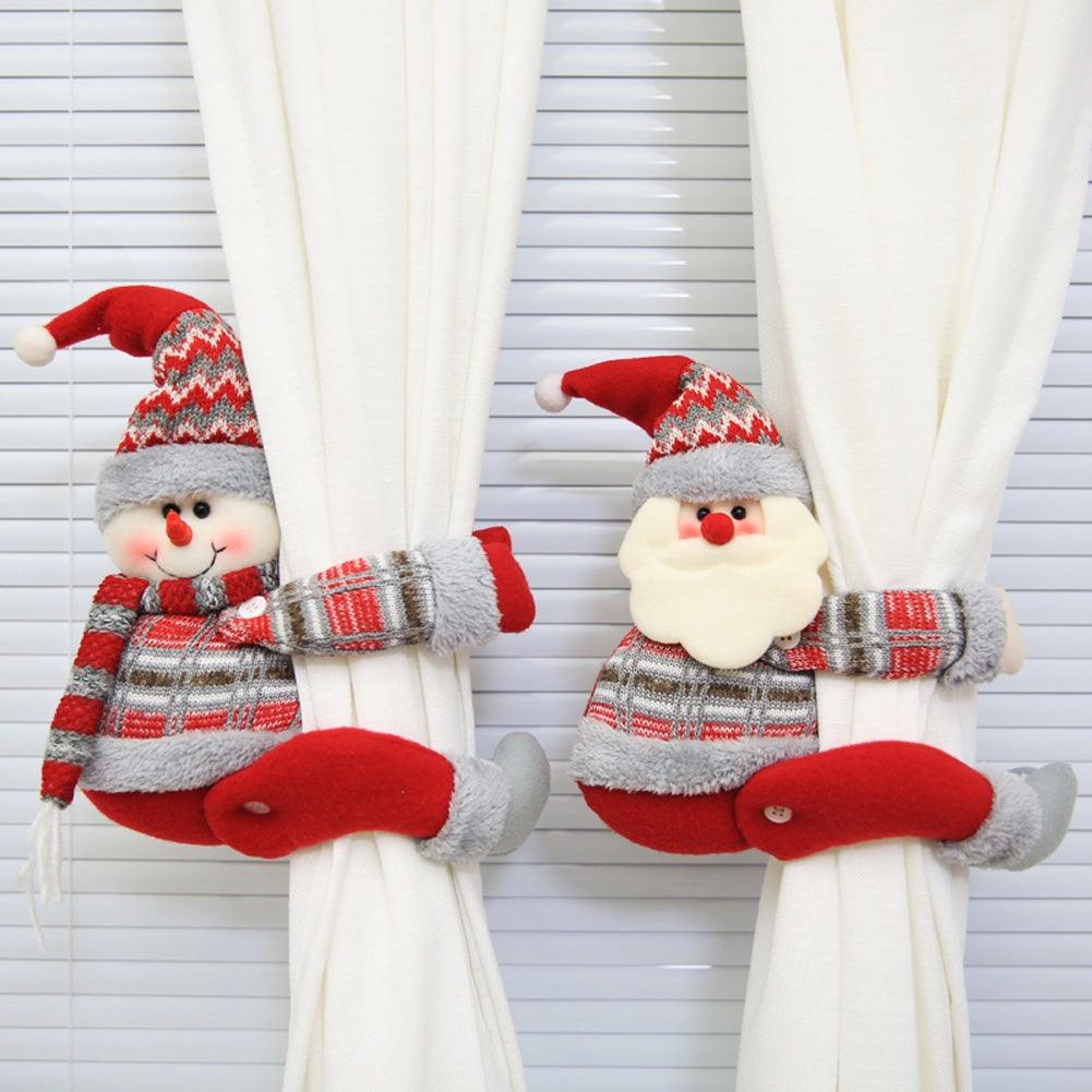 Christmas Curtain Holder Merry Christmas Decorations For Home Ornaments New Year Santa Claus Xmas Curtain Home Decor Santa Snowman Reindeer Merry Christmas Window Decoration Curtain Holdbacks Ties Christmas Tree Ornaments Decoration Ideas For Living Room