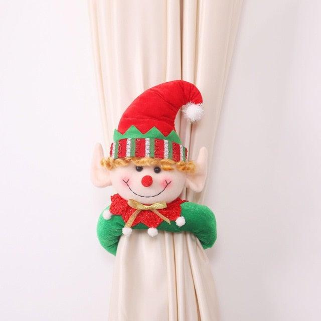 Christmas Curtain Holder Merry Christmas Decorations For Home Ornaments New Year Santa Claus Xmas Curtain Home Decor Santa Snowman Reindeer Merry Christmas Window Decoration Curtain Holdbacks Ties Christmas Tree Ornaments Decoration Ideas For Living Room