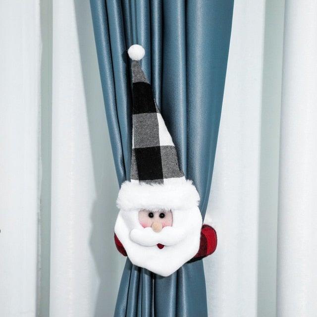 Christmas Curtain Holder Merry Christmas Decorations For Home Ornaments New Year Santa Claus Xmas Curtain Home Decor Santa Snowman Reindeer Merry Christmas Window Decoration Curtain Holdbacks Ties Christmas Tree Ornaments Decoration Ideas For Living Room
