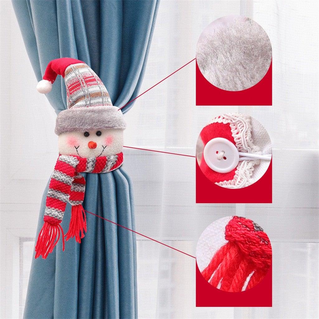 Christmas Curtain Holder Merry Christmas Decorations For Home Ornaments New Year Santa Claus Xmas Curtain Home Decor Santa Snowman Reindeer Merry Christmas Window Decoration Curtain Holdbacks Ties Christmas Tree Ornaments Decoration Ideas For Living Room