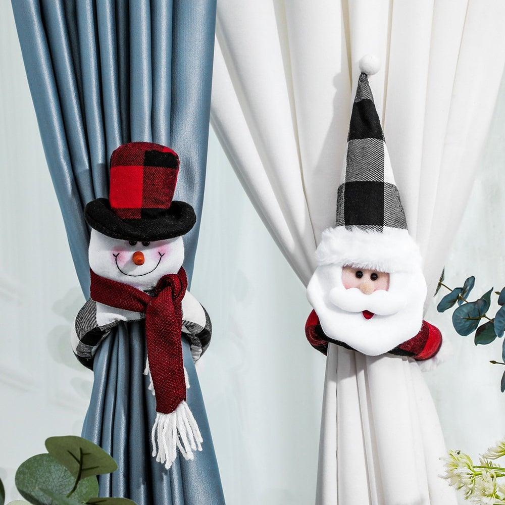Christmas Curtain Holder Merry Christmas Decorations For Home Ornaments New Year Santa Claus Xmas Curtain Home Decor Santa Snowman Reindeer Merry Christmas Window Decoration Curtain Holdbacks Ties Christmas Tree Ornaments Decoration Ideas For Living Room