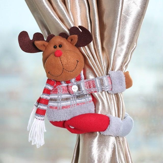 Christmas Curtain Holder Merry Christmas Decorations For Home Ornaments New Year Santa Claus Xmas Curtain Home Decor Santa Snowman Reindeer Merry Christmas Window Decoration Curtain Holdbacks Ties Christmas Tree Ornaments Decoration Ideas For Living Room