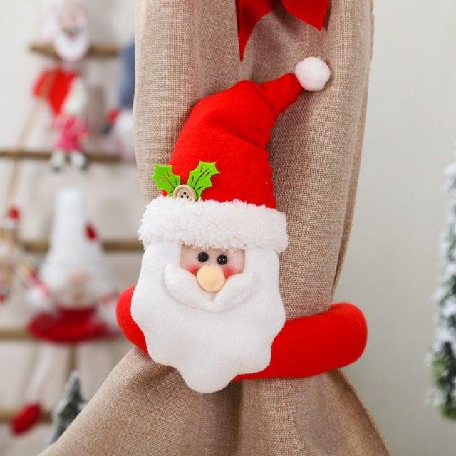 Christmas Curtain Holder Merry Christmas Decorations For Home Ornaments New Year Santa Claus Xmas Curtain Home Decor Santa Snowman Reindeer Merry Christmas Window Decoration Curtain Holdbacks Ties Christmas Tree Ornaments Decoration Ideas For Living Room