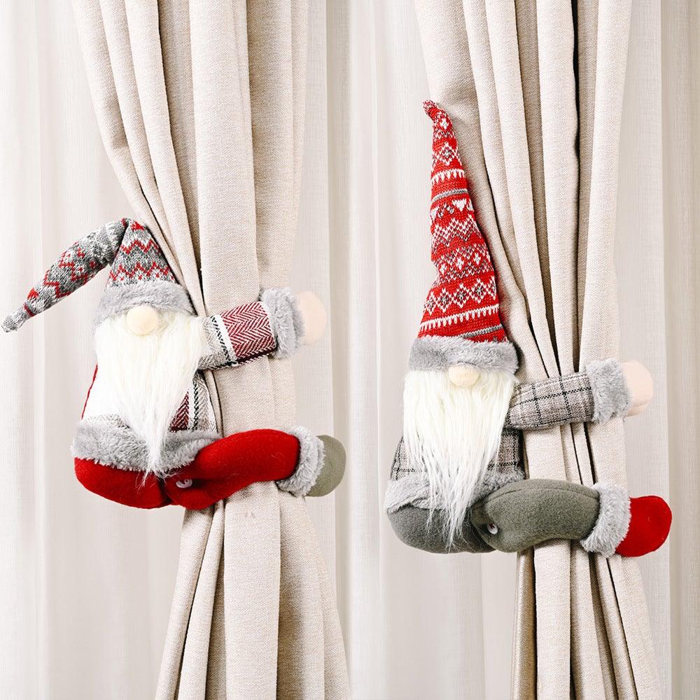 Christmas Curtain Holder Merry Christmas Decorations For Home Ornaments New Year Santa Claus Xmas Curtain Home Decor Santa Snowman Reindeer Merry Christmas Window Decoration Curtain Holdbacks Ties Christmas Tree Ornaments Decoration Ideas For Living Room