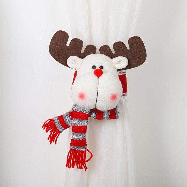 Christmas Curtain Holder Merry Christmas Decorations For Home Ornaments New Year Santa Claus Xmas Curtain Home Decor Santa Snowman Reindeer Merry Christmas Window Decoration Curtain Holdbacks Ties Christmas Tree Ornaments Decoration Ideas For Living Room