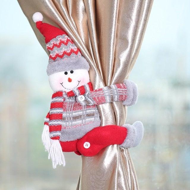 Christmas Curtain Holder Merry Christmas Decorations For Home Ornaments New Year Santa Claus Xmas Curtain Home Decor Santa Snowman Reindeer Merry Christmas Window Decoration Curtain Holdbacks Ties Christmas Tree Ornaments Decoration Ideas For Living Room