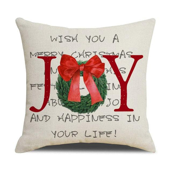 Christmas Decoration Cushion Cover  Decorative Throw Pillow Cover Christmas Decor Xmas Winter Decorations Holiday Pillows Cushion Case Candle Pine Tree Deer Sleigh Printed Pillow Cover Xmas 45X45CM