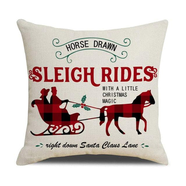 Christmas Decoration Cushion Cover  Decorative Throw Pillow Cover Christmas Decor Xmas Winter Decorations Holiday Pillows Cushion Case Candle Pine Tree Deer Sleigh Printed Pillow Cover Xmas 45X45CM