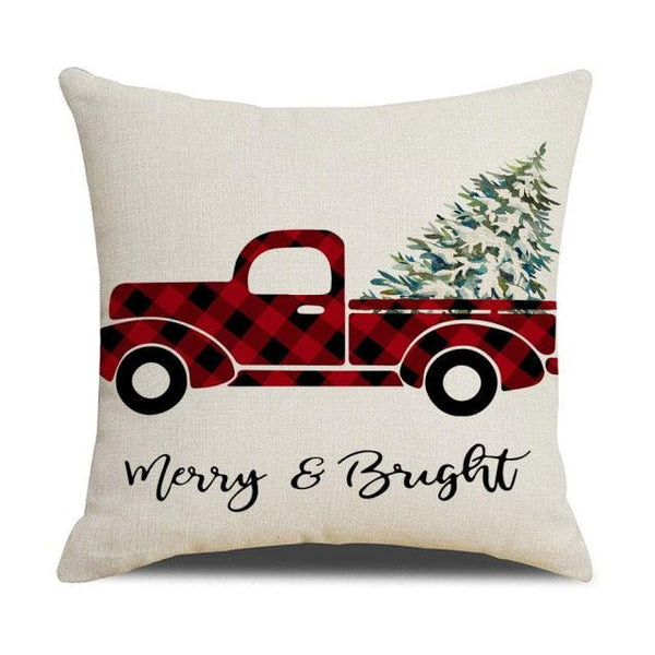 Christmas Decoration Cushion Cover  Decorative Throw Pillow Cover Christmas Decor Xmas Winter Decorations Holiday Pillows Cushion Case Candle Pine Tree Deer Sleigh Printed Pillow Cover Xmas 45X45CM