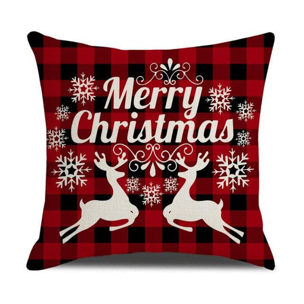 Christmas Decoration Cushion Cover  Decorative Throw Pillow Cover Christmas Decor Xmas Winter Decorations Holiday Pillows Cushion Case Candle Pine Tree Deer Sleigh Printed Pillow Cover Xmas 45X45CM