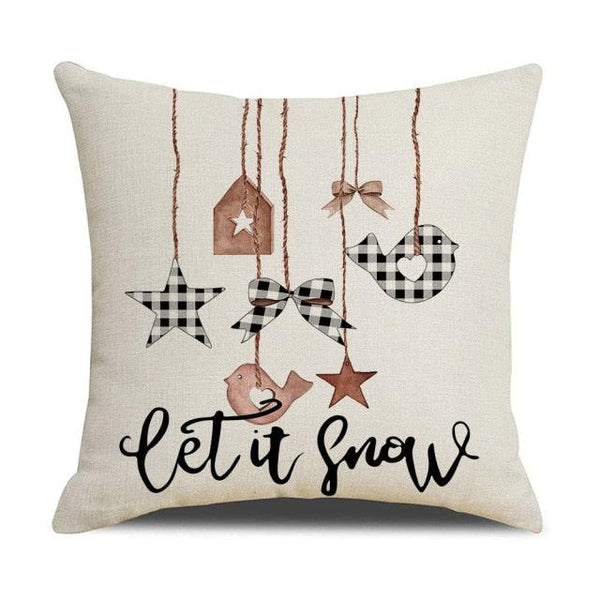 Christmas Decoration Cushion Cover  Decorative Throw Pillow Cover Christmas Decor Xmas Winter Decorations Holiday Pillows Cushion Case Candle Pine Tree Deer Sleigh Printed Pillow Cover Xmas 45X45CM