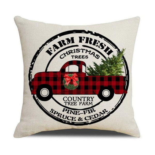 Christmas Decoration Cushion Cover  Decorative Throw Pillow Cover Christmas Decor Xmas Winter Decorations Holiday Pillows Cushion Case Candle Pine Tree Deer Sleigh Printed Pillow Cover Xmas 45X45CM