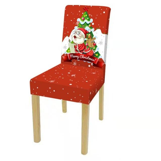 Christmas Decoration Set Stylish Christmas Chair Cover Decoration Jacquard Removable Washable Cushion Covers Armchair Modern For Home Banquet Hotel Spandex Holiday Parsons Chair Cover for Christmas Decoration Home Decor Ceremony Santa Claus
