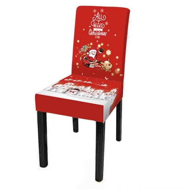 Christmas Decoration Set Stylish Christmas Chair Cover Decoration Jacquard Removable Washable Cushion Covers Armchair Modern For Home Banquet Hotel Spandex Holiday Parsons Chair Cover for Christmas Decoration Home Decor Ceremony Santa Claus