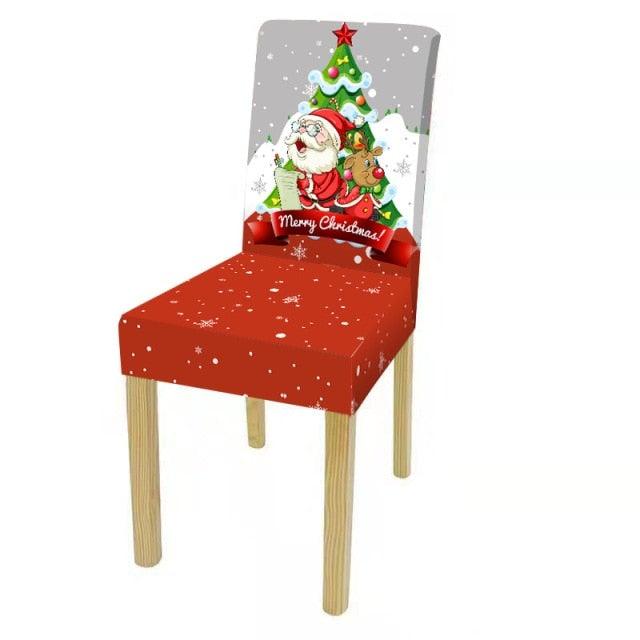 Christmas Decoration Set Stylish Christmas Chair Cover Decoration Jacquard Removable Washable Cushion Covers Armchair Modern For Home Banquet Hotel Spandex Holiday Parsons Chair Cover for Christmas Decoration Home Decor Ceremony Santa Claus