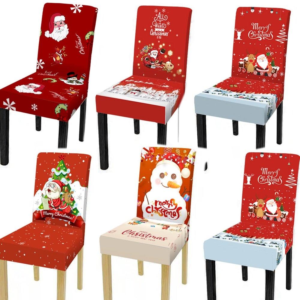 Christmas Decoration Set Stylish Christmas Chair Cover Decoration Jacquard Removable Washable Cushion Covers Armchair Modern For Home Banquet Hotel Spandex Holiday Parsons Chair Cover for Christmas Decoration Home Decor Ceremony Santa Claus
