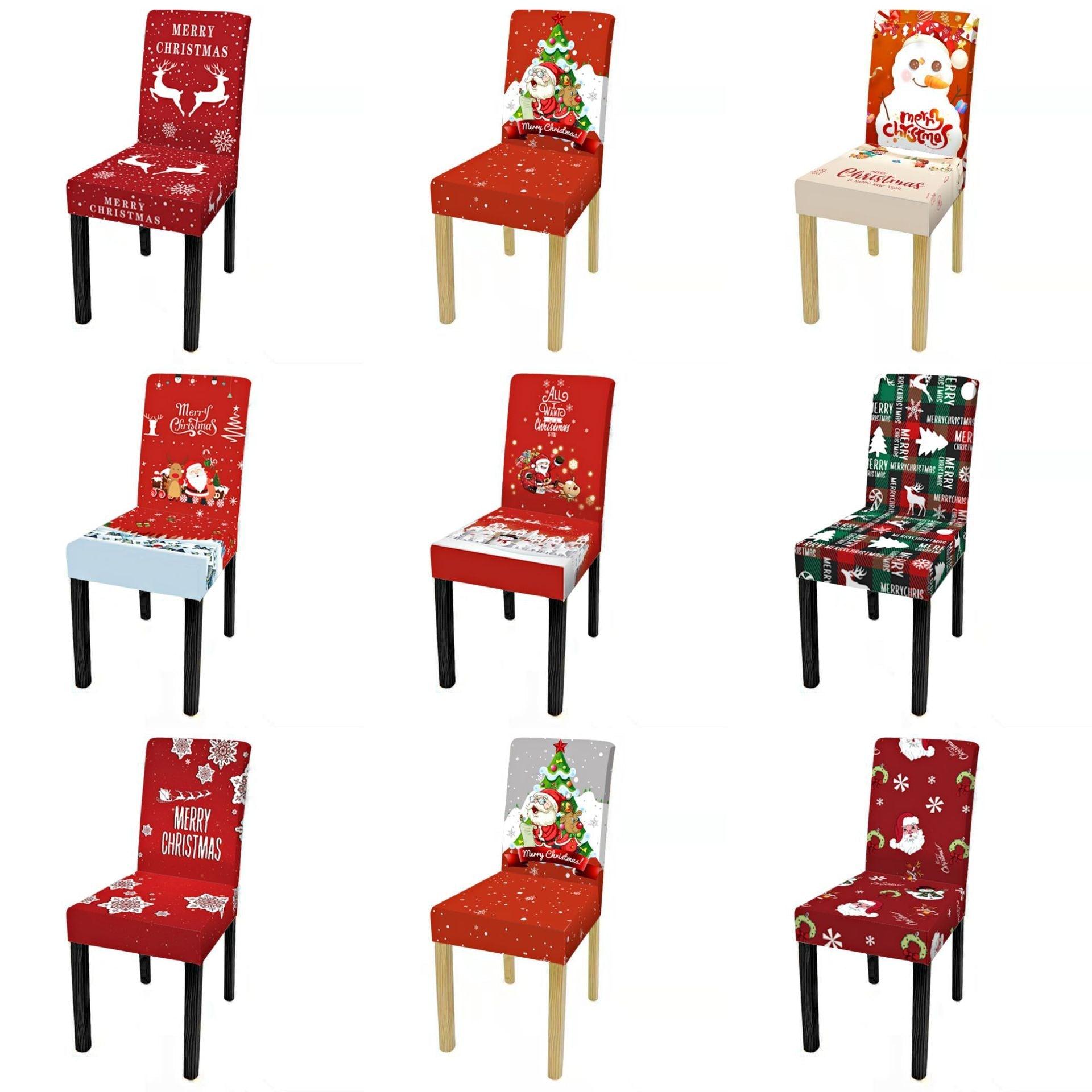 Christmas Decoration Set Stylish Christmas Chair Cover Decoration Jacquard Removable Washable Cushion Covers Armchair Modern For Home Banquet Hotel Spandex Holiday Parsons Chair Cover for Christmas Decoration Home Decor Ceremony Santa Claus