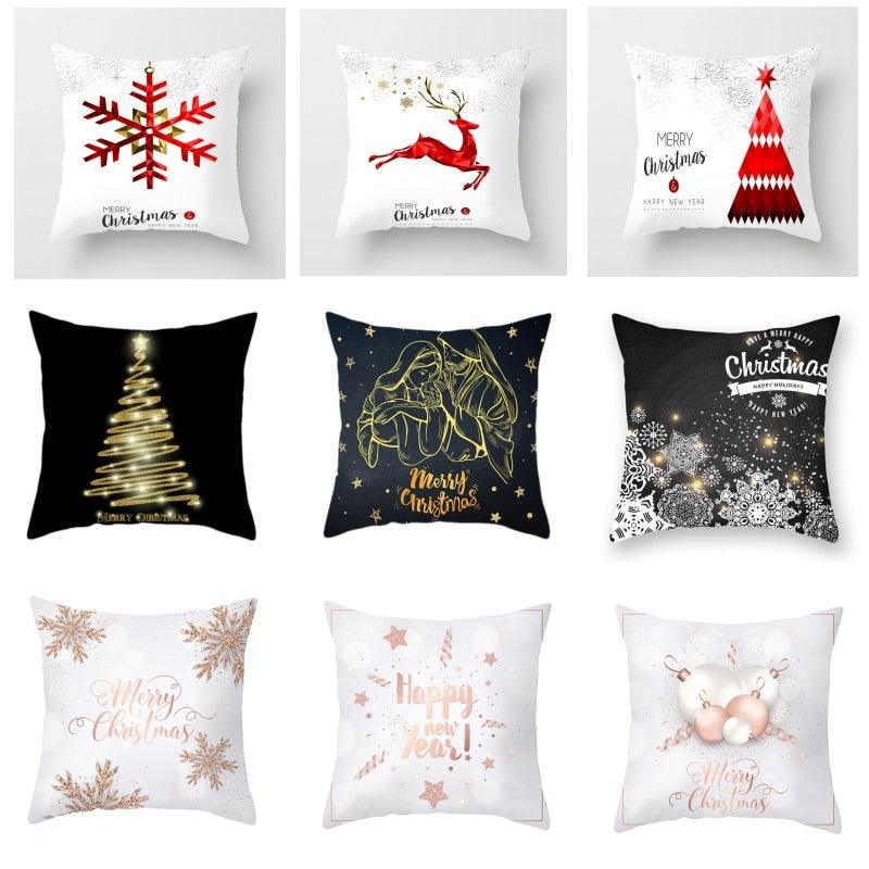 Christmas Decorations Snowflake Santa Claus Merry Christmas Cover Cushion Pillowcase Xmas Holiday Couch Pillows Rustic Christmas Decorations Winter Pillowcase for Living Room Home Happy New Year