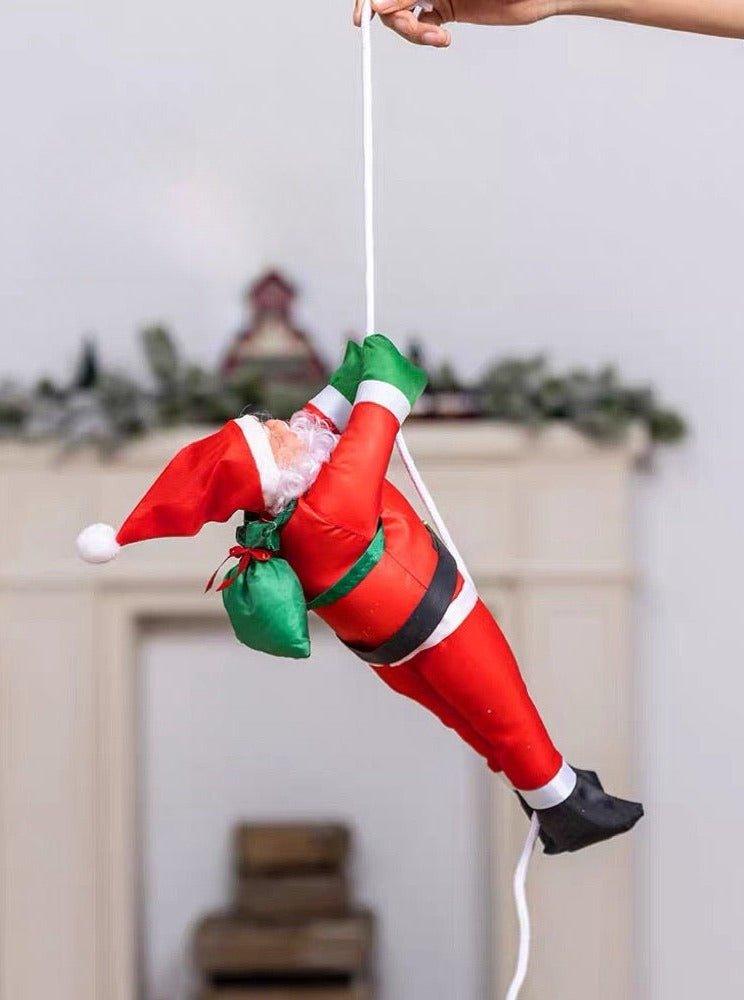 Christmas Electric Santa Decor, Santa Climbing Ropes & Ladder Toy Ornament