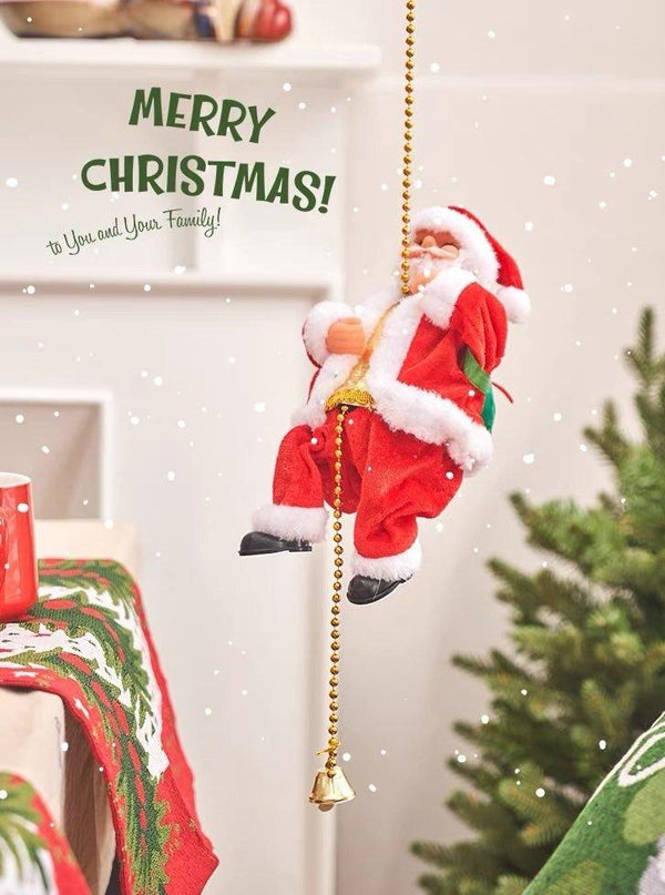 Christmas Electric Santa Decor, Santa Climbing Ropes & Ladder Toy Ornament