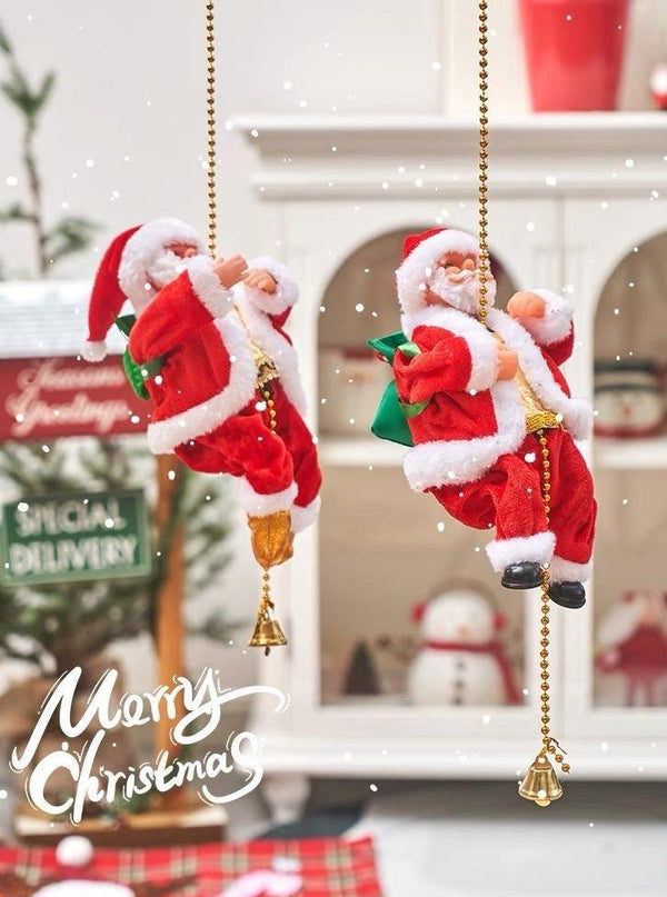 Christmas Electric Santa Decor, Santa Climbing Ropes & Ladder Toy Ornament
