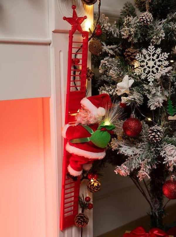 Christmas Electric Santa Decor, Santa Climbing Ropes & Ladder Toy Ornament
