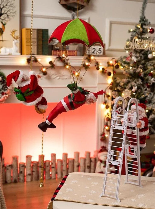 Christmas Electric Santa Decor, Santa Climbing Ropes & Ladder Toy Ornament