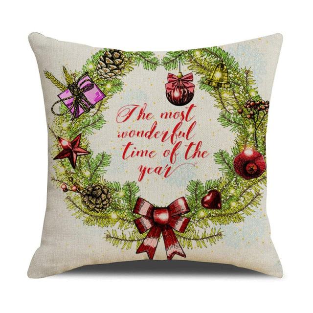 Christmas Green Stripe Pattern Cotton Linen Throw Pillow Christmas Stripe Pillow Cases Christmas Green Decorative Cushion Cover Cotton Linen Pillowcase Indoor Sofa Decorations Home Sofa Decorative Pillowcase 45X45CM