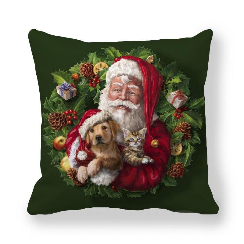 Christmas Ornaments Merry Christmas Decorations Throw Pillow Covers Santa Claus Snowman Merry Christmas Decorative Pillow Cases Home Decor Navidad Home Decor Cushion Cover Happy New Year 2022 45x45CM