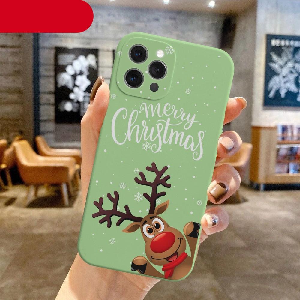 Christmas Pattern Design Red Silicone Phone Cover Anti-Scratch Soft Slim Bumper Shockproof Protective Case Shockproof Phone Case For iPhone 13 14 Pro Max Merry Christmas Candy Silicone Bumper Cover