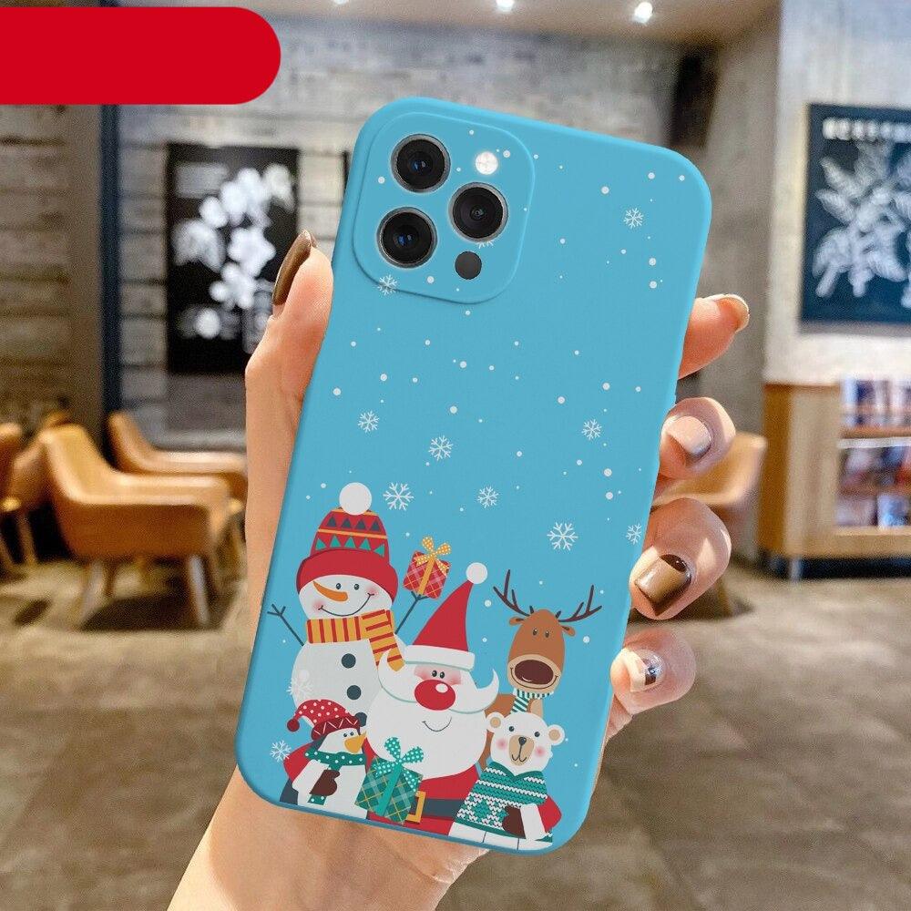 Christmas Pattern Design Red Silicone Phone Cover Anti-Scratch Soft Slim Bumper Shockproof Protective Case Shockproof Phone Case For iPhone 13 14 Pro Max Merry Christmas Candy Silicone Bumper Cover