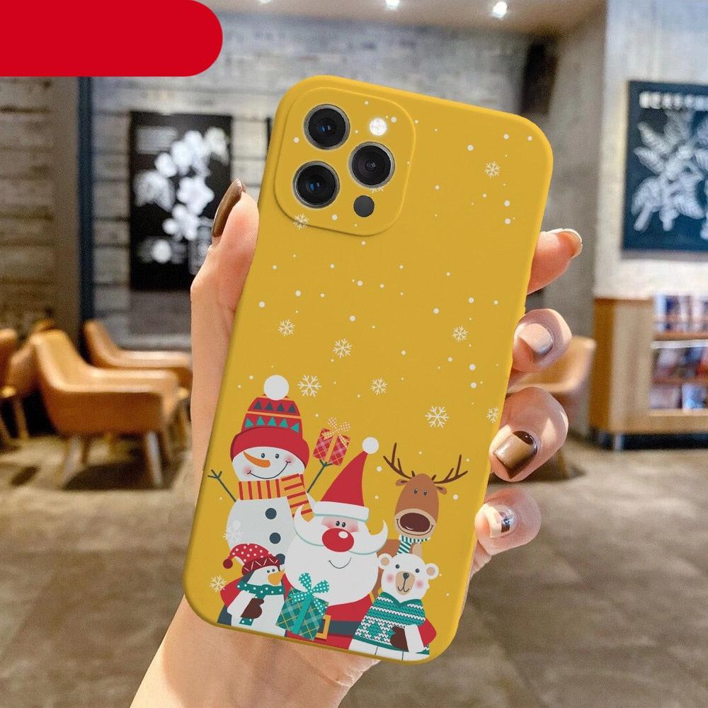 Christmas Pattern Design Red Silicone Phone Cover Anti-Scratch Soft Slim Bumper Shockproof Protective Case Shockproof Phone Case For iPhone 13 14 Pro Max Merry Christmas Candy Silicone Bumper Cover