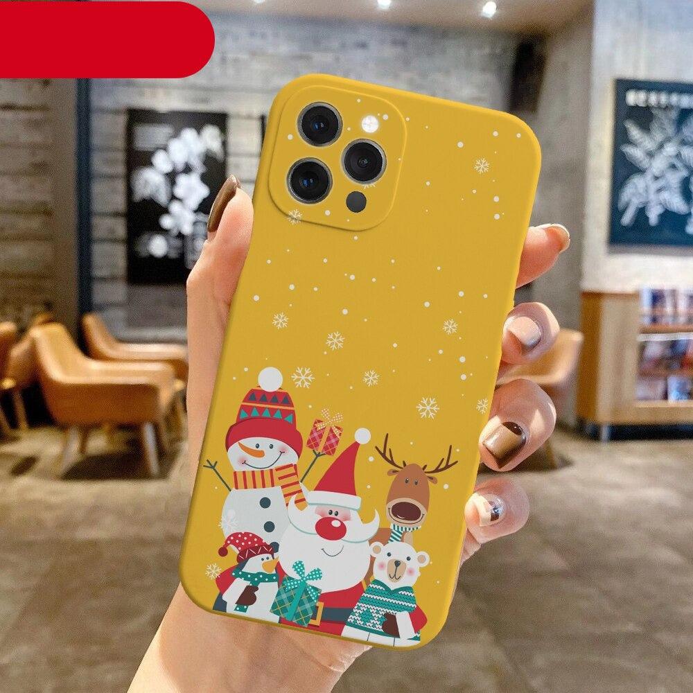 Christmas Pattern Design Red Silicone Phone Cover Anti-Scratch Soft Slim Bumper Shockproof Protective Case Shockproof Phone Case For iPhone 13 14 Pro Max Merry Christmas Candy Silicone Bumper Cover