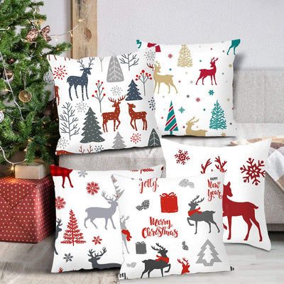 Christmas Pillowcase Merry Christmas Decor For Home Red Green Christmas Pillow Covers Vintage Red Xmas Tree Rustic Home Decorative Cushion Cover 45x45cm Ornament Navidad Gifts New Year 2022