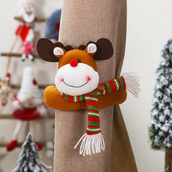 Christmas Plaid Curtain Buckle Santa Snowman Curtain Tiebacks Tie Rope Christmas Decor Curtain Buckle Santa Claus Holdback Decor Snowman Drapes Holder For Home Window Xmas Ornaments Gift