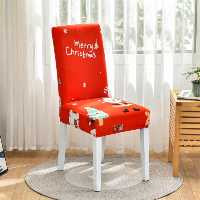 Christmas Printing Dining Chair Covers Modern Removable Anti-dirty Kitchen Seat Case Stretch Chair Slipcovers for Home Banquet Dining Room Chair Protector Seat Protector Slipcovers Stretch Removable Washable Printed Dining Chair Seat Covers for Kitchen