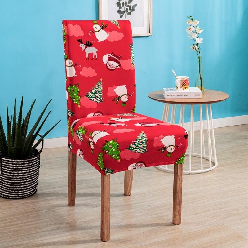Christmas Printing Dining Chair Covers Modern Removable Anti-dirty Kitchen Seat Case Stretch Chair Slipcovers for Home Banquet Dining Room Chair Protector Seat Protector Slipcovers Stretch Removable Washable Printed Dining Chair Seat Covers for Kitchen