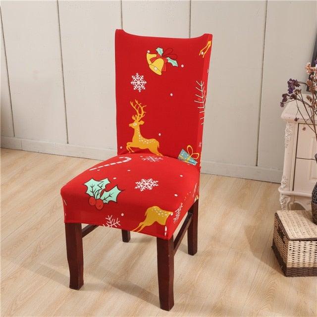Christmas Printing Dining Chair Covers Modern Removable Anti-dirty Kitchen Seat Case Stretch Chair Slipcovers for Home Banquet Dining Room Chair Protector Seat Protector Slipcovers Stretch Removable Washable Printed Dining Chair Seat Covers for Kitchen