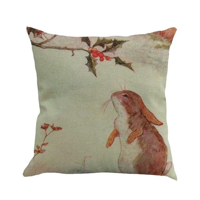 Christmas Printing Sofa Bed Home Decor Pillow Cover Pillow Case Holiday Decorative Christmas Throw Pillows Cotton Linen Winter Snowman Wolf Deer Pillow Covers Cases for Home