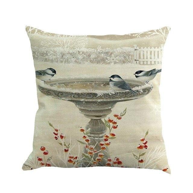 Christmas Printing Sofa Bed Home Decor Pillow Cover Pillow Case Holiday Decorative Christmas Throw Pillows Cotton Linen Winter Snowman Wolf Deer Pillow Covers Cases for Home