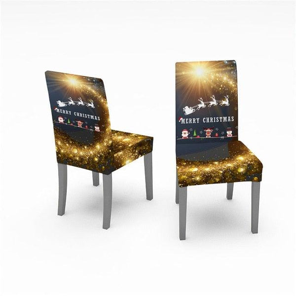 Christmas Removable Washable Dining Room Chair Protector Slipcovers for Christmas Home Decor Holiday Seat Cover Christmas Chair Covers Santa Printed Elastic Stretch Dining Chairs Chair Slipcover Kitchen Seat Cover Home Decor