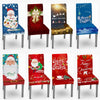Christmas Removable Washable Dining Room Chair Protector Slipcovers for Christmas Home Decor Holiday Seat Cover Christmas Chair Covers Santa Printed Elastic Stretch Dining Chairs Chair Slipcover Kitchen Seat Cover Home Decor