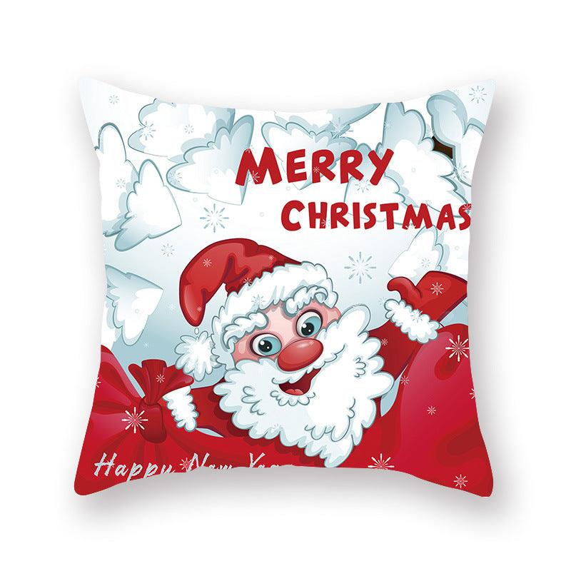 Christmas Xmas Red Pillow Case Tree Decoration Xmas Series Cushion Cover Case Pillow Zippered Square Pillowcase Santa Claus Cushion Cover Christmas Decorations For Home Snowman 45x45CM