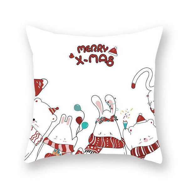 Christmas Xmas Red Pillow Case Tree Decoration Xmas Series Cushion Cover Case Pillow Zippered Square Pillowcase Santa Claus Cushion Cover Christmas Decorations For Home Snowman 45x45CM