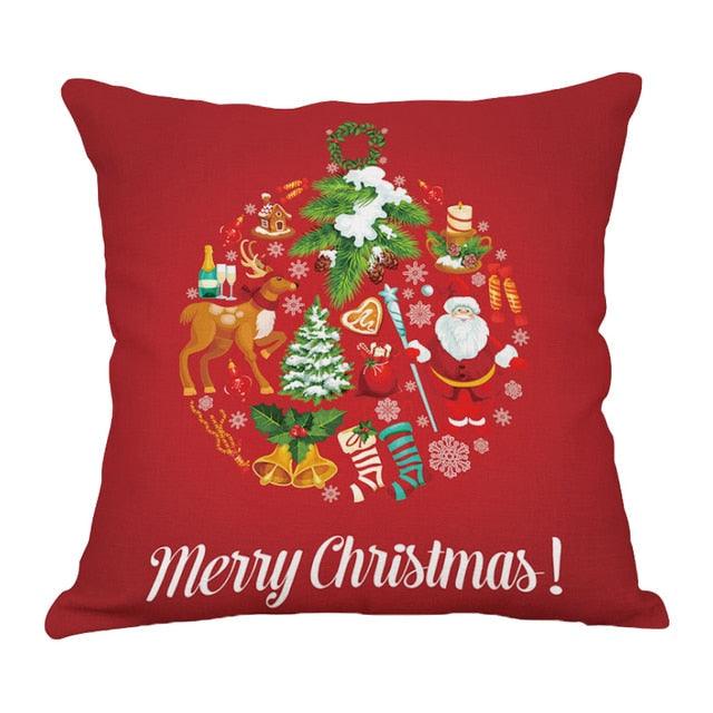Christmas Xmas Red Pillow Case Tree Decoration Xmas Series Cushion Cover Case Pillow Zippered Square Pillowcase Santa Claus Cushion Cover Christmas Decorations For Home Snowman 45x45CM
