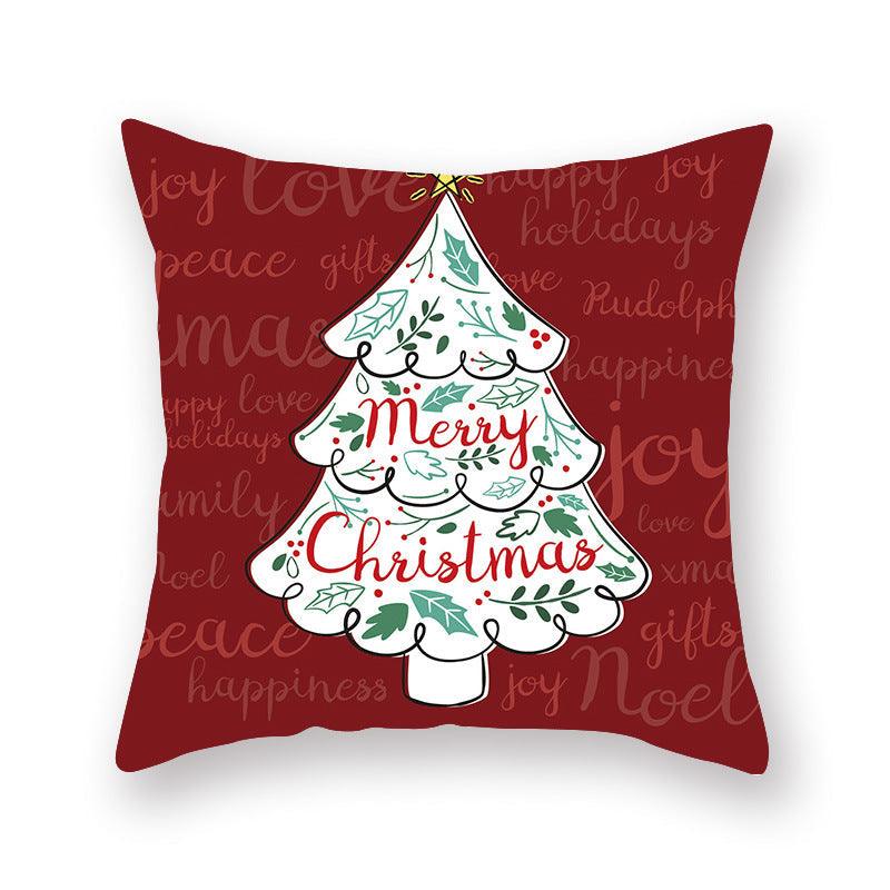 Christmas Xmas Red Pillow Case Tree Decoration Xmas Series Cushion Cover Case Pillow Zippered Square Pillowcase Santa Claus Cushion Cover Christmas Decorations For Home Snowman 45x45CM