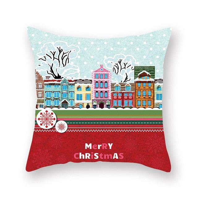 Christmas Xmas Red Pillow Case Tree Decoration Xmas Series Cushion Cover Case Pillow Zippered Square Pillowcase Santa Claus Cushion Cover Christmas Decorations For Home Snowman 45x45CM