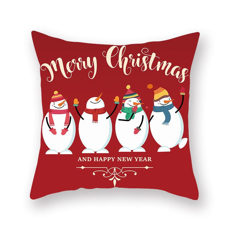 Christmas Xmas Red Pillow Case Tree Decoration Xmas Series Cushion Cover Case Pillow Zippered Square Pillowcase Santa Claus Cushion Cover Christmas Decorations For Home Snowman 45x45CM