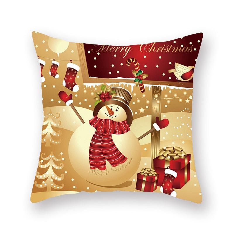 Christmas Xmas Red Pillow Case Tree Decoration Xmas Series Cushion Cover Case Pillow Zippered Square Pillowcase Santa Claus Cushion Cover Christmas Decorations For Home Snowman 45x45CM